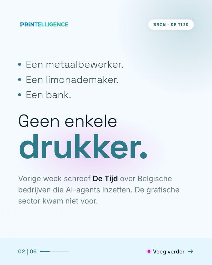 Slide 2 of the carousel: A metalworker, a lemonade maker, a bank. Not one printing company