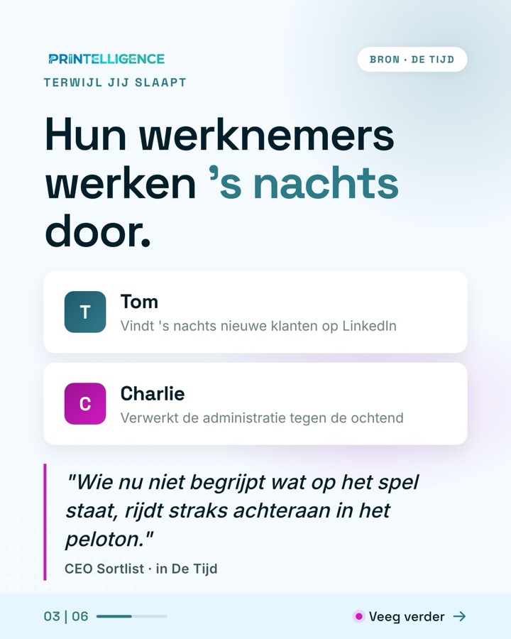 Slide 3 van de carrousel: Hun werknemers werken ook 's nachts door: voorbeelden uit De Tijd
