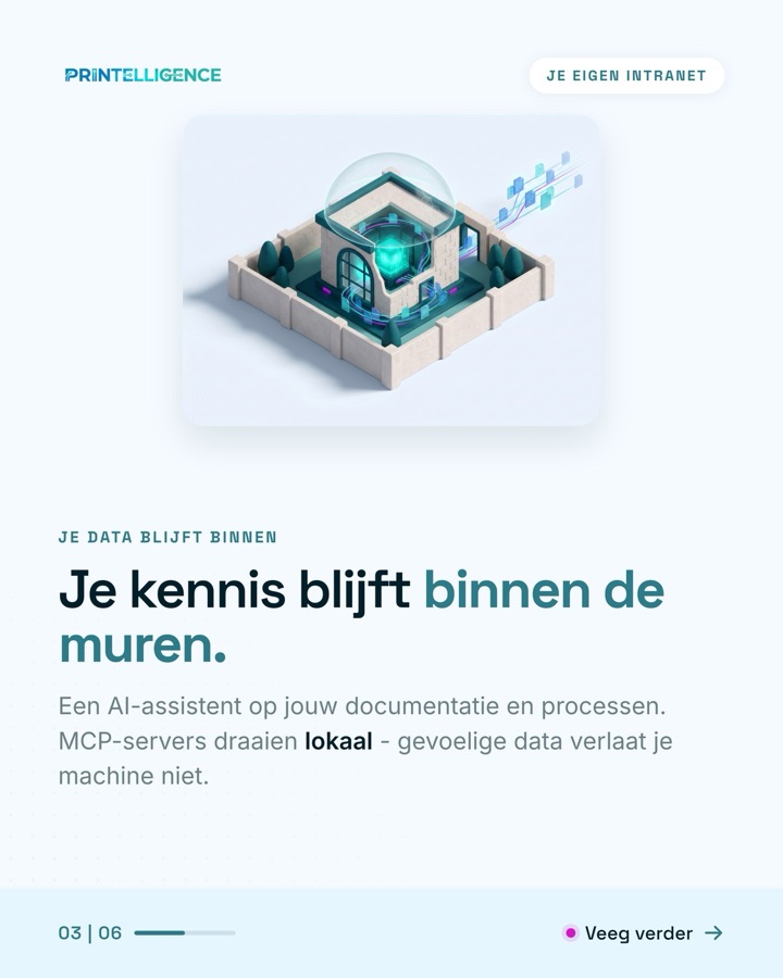 Slide 3 van de carrousel: Je kennis blijft binnen de muren